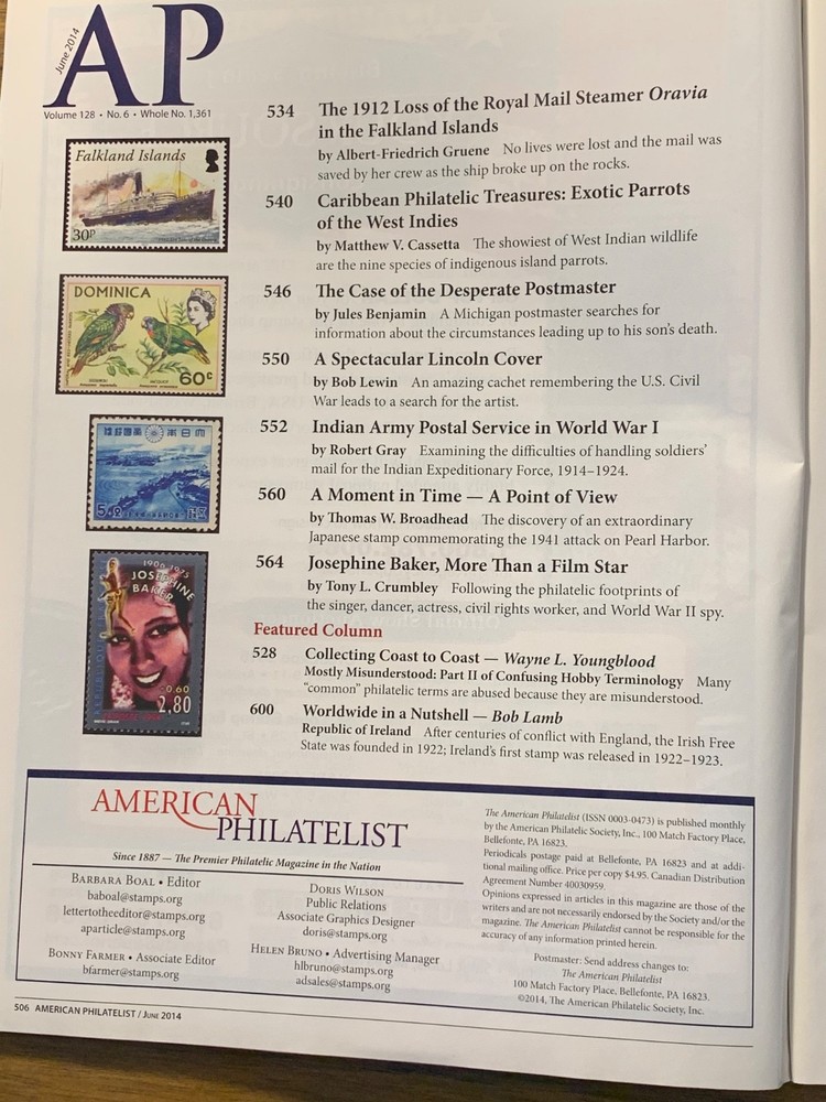 American Philatelist Magazine 2014, June
