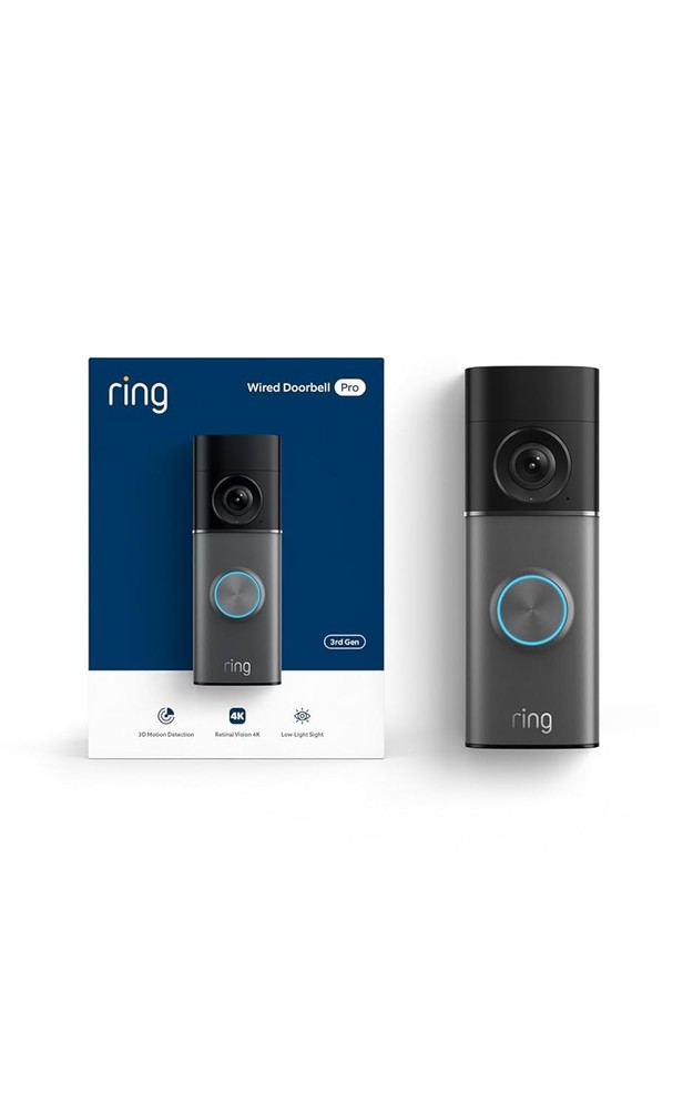 NEW! Ring Wired Doorbell Pro (3rd Gen) - 4K Vision | 3D Motion | Deep Silver