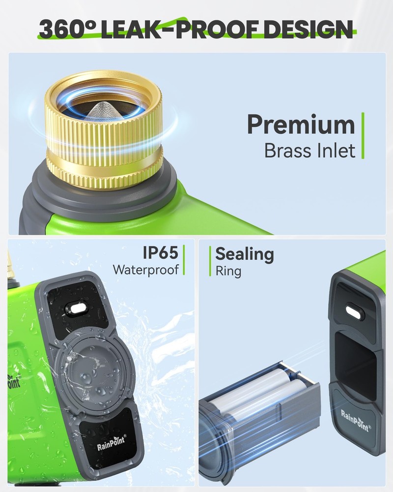 RAINPOINT WiFi Water Timer for Garden Hose, Sprinkler Controller, Green