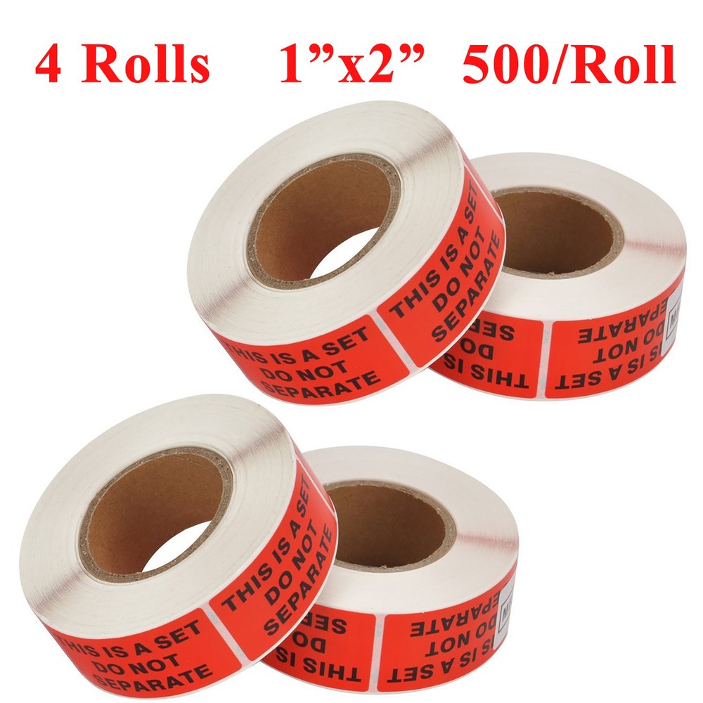 4 Rolls 1"x2" Warning Stickers This is a set do not separate Red Package Labels