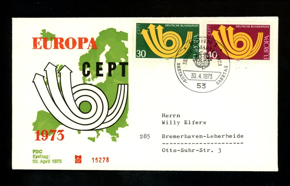 Postal History Germany FDC #1114-1115 Europa 1973