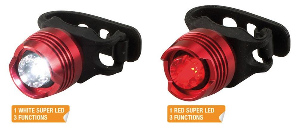 Red LED Headlights Front Rear 3 Functions Universal Bicycle Batteries