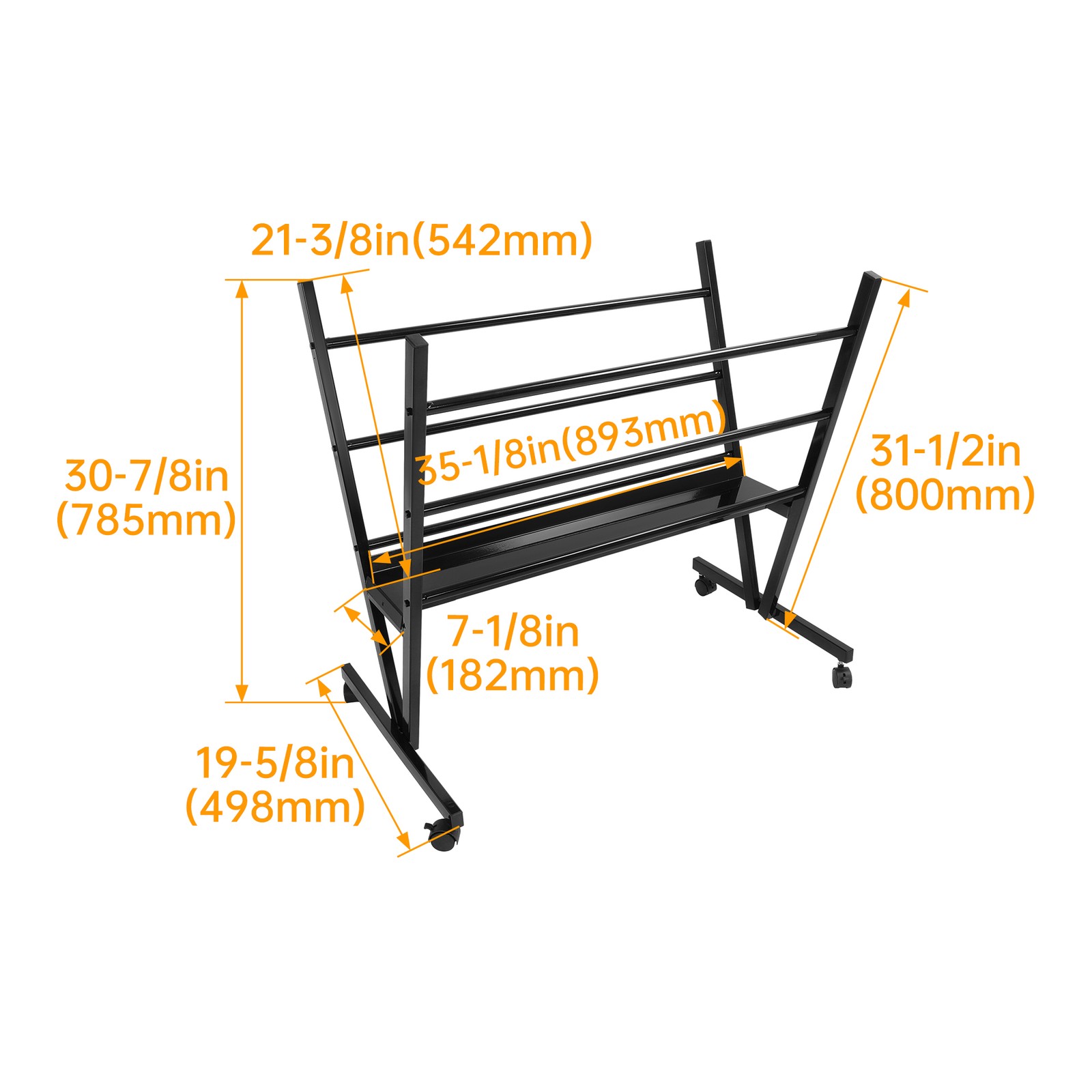 Art Storage Rack, Metal Print Rack W/ Rolling Casters Stand For Artwork, Posters