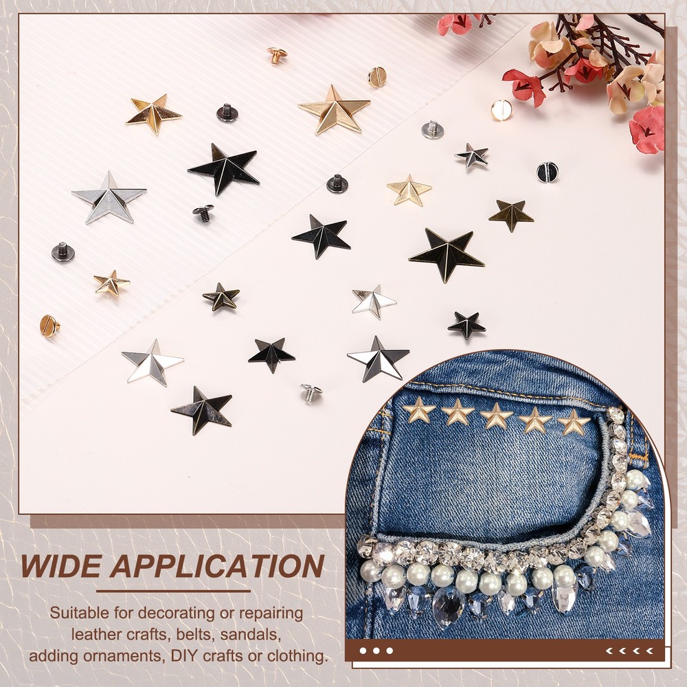 31mm Star Rivets, 25 Sets Leather Rivets Rapid Studs Rivet, Silver Gray