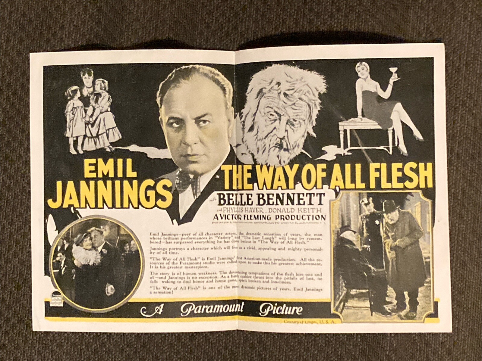 Way Of All Flesh - Original 1927 Movie Herald - Emil Jannings