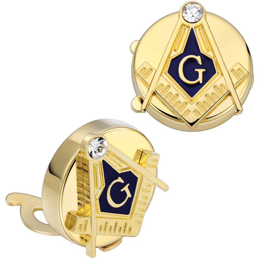 Masonic Button Covers, Square & Compass Cufflinks for Freemason 01