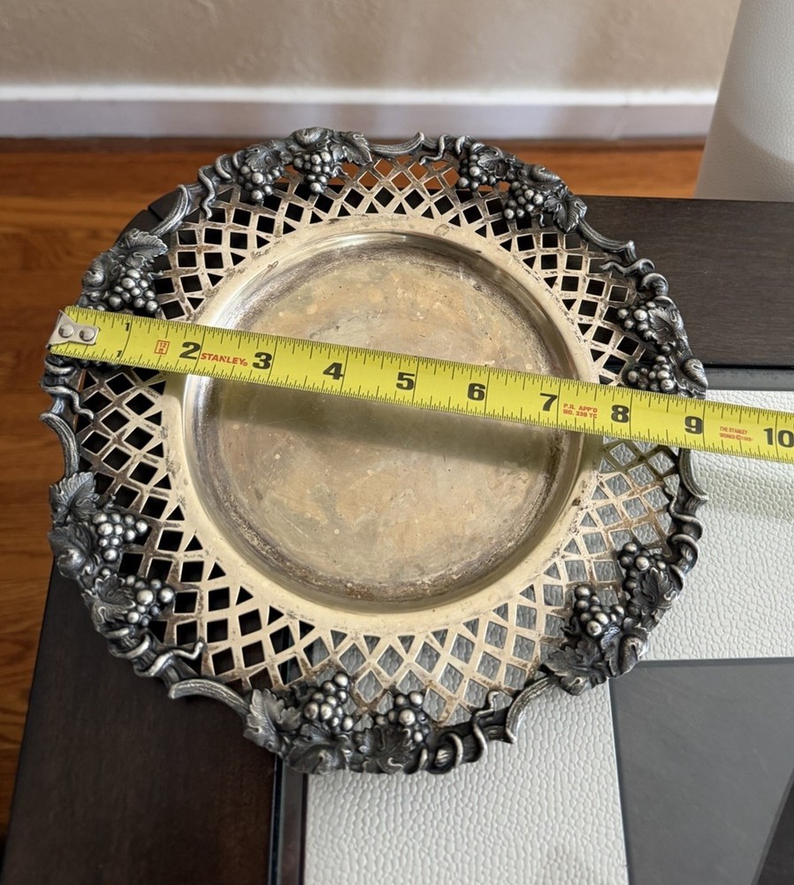 Antique Silver Plate Tray Platter Grape