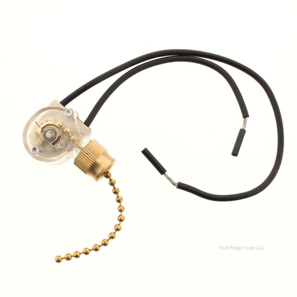 Necon E81372 Black Single Pole Gold Pull String Switch Control 1/6A 125V 3A 250V