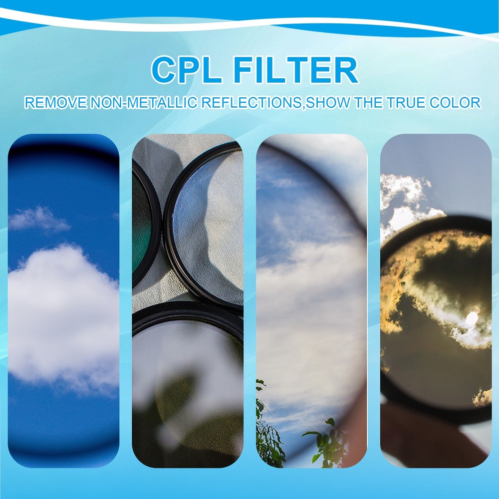 34mm Circular Polarizer Filter, Polarizing Filter with Cleaning Cloth