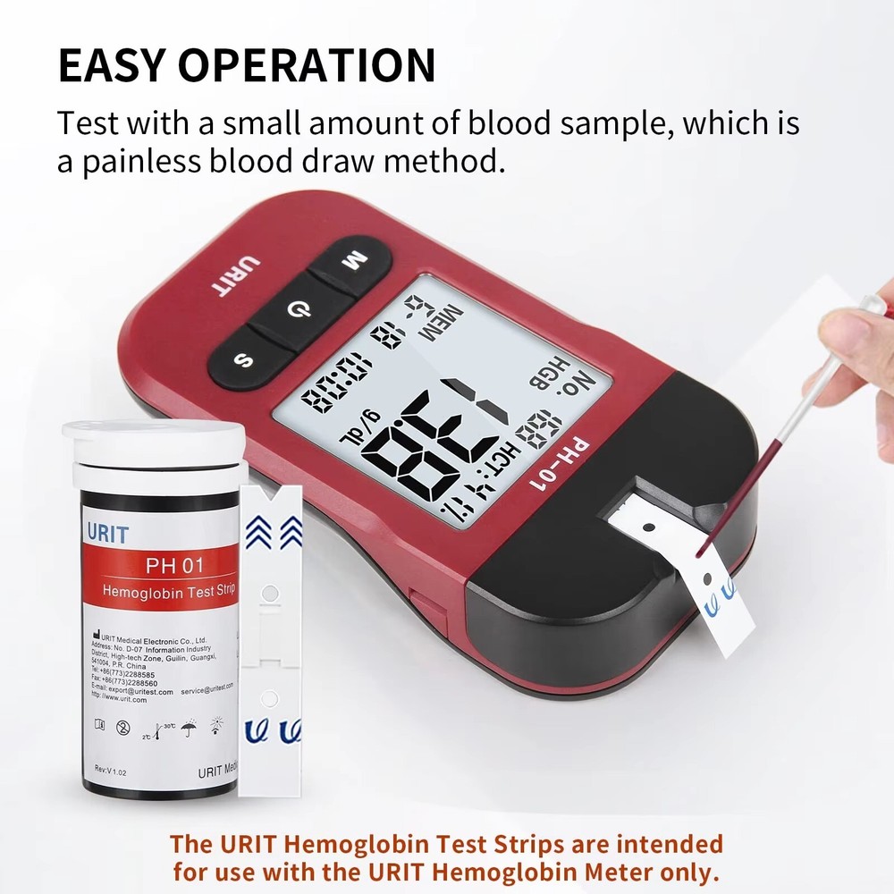Home Hemoglobin Test Meter with 50 Test Strips Kit Easy Use Hemoglobin Test..pp