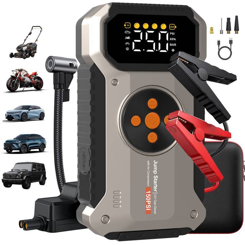 8000A Car Jump Starter With Air Compressor Pack Booster 12V Power Bank