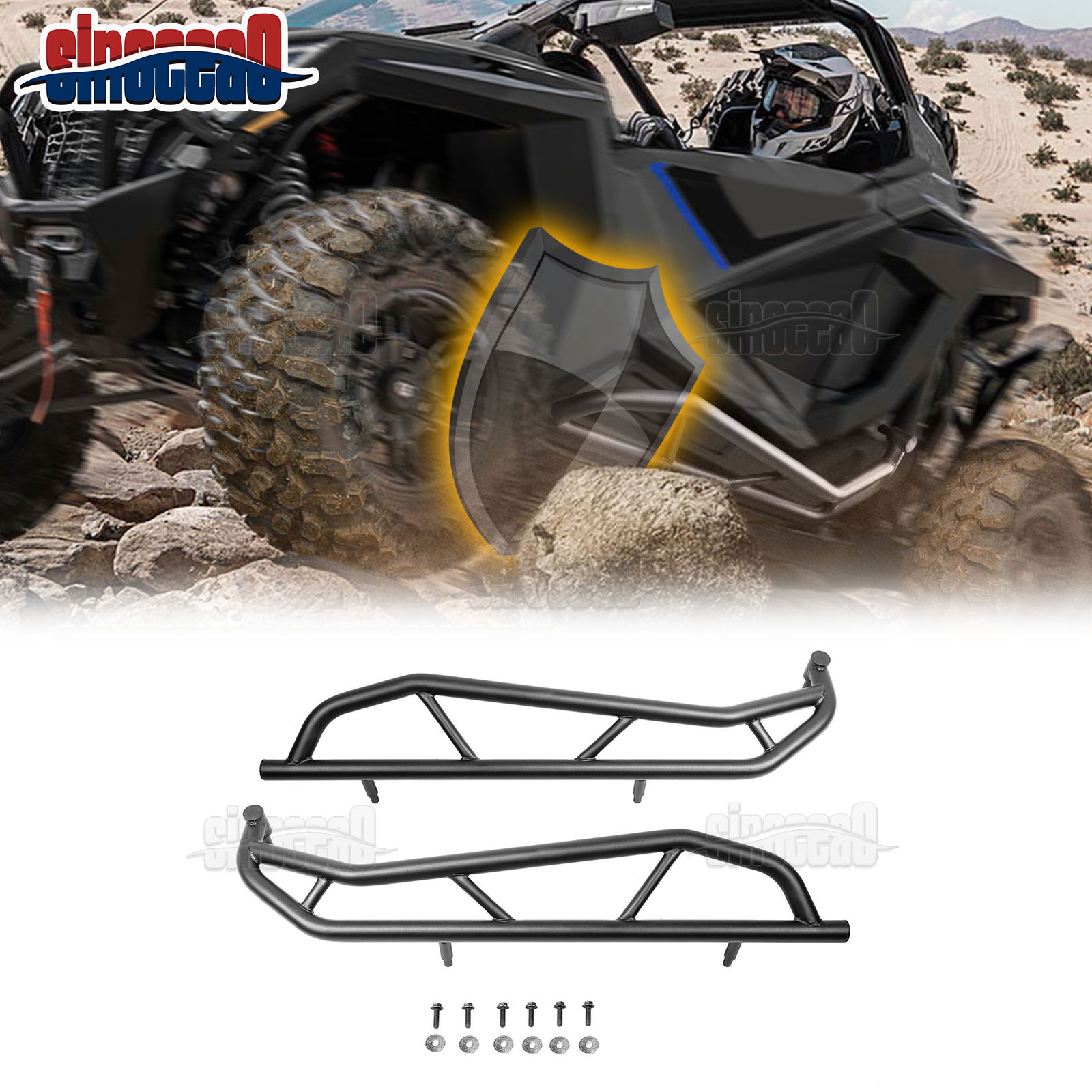 Fits Polaris RZR Pro XP/PRO R STEEL 1.75" Tree Kickers Brush Guard Nerf Bars