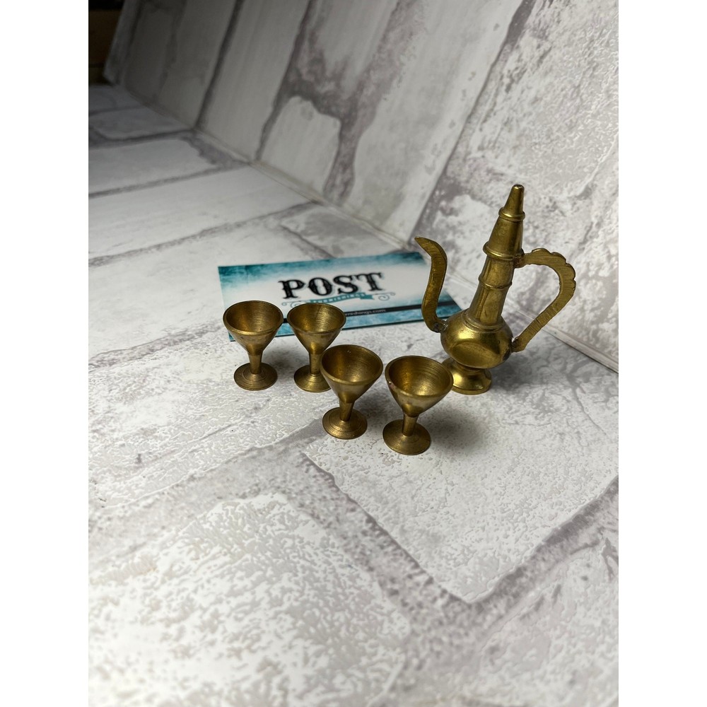 Vintage Brass Doll House Tea Set