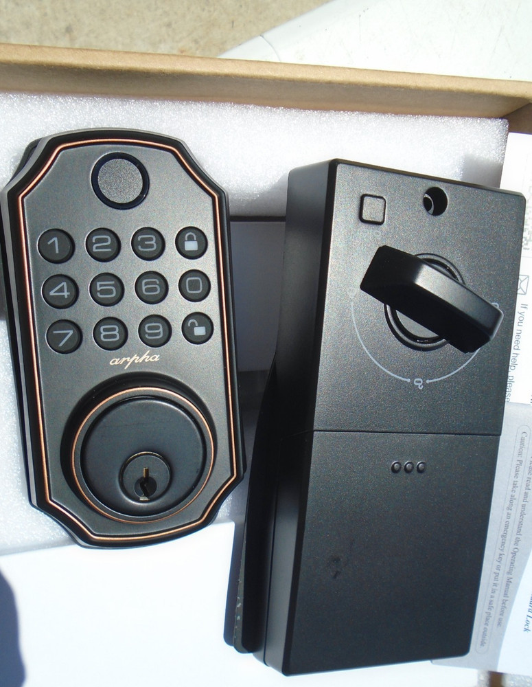 Door Auto Lock ARPHA D280K Keyless Entry Fingerprint Deadbolt App Control Bronze