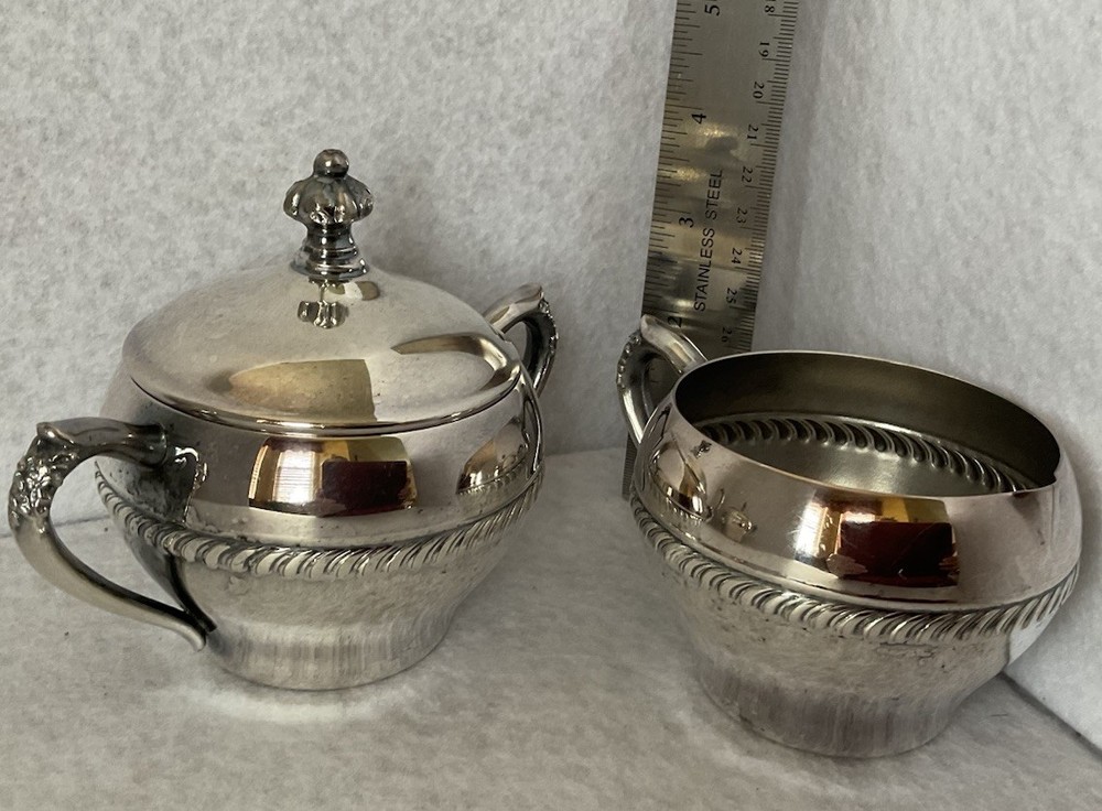 Pilgrim Silver Plated Tea Set Pot Creamer Lidded Sugar Bowl