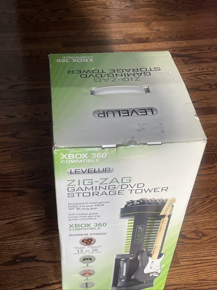 LEVEL UP Zig Zag Xbox 360 Storage Tower Console Guitars Games Controllers