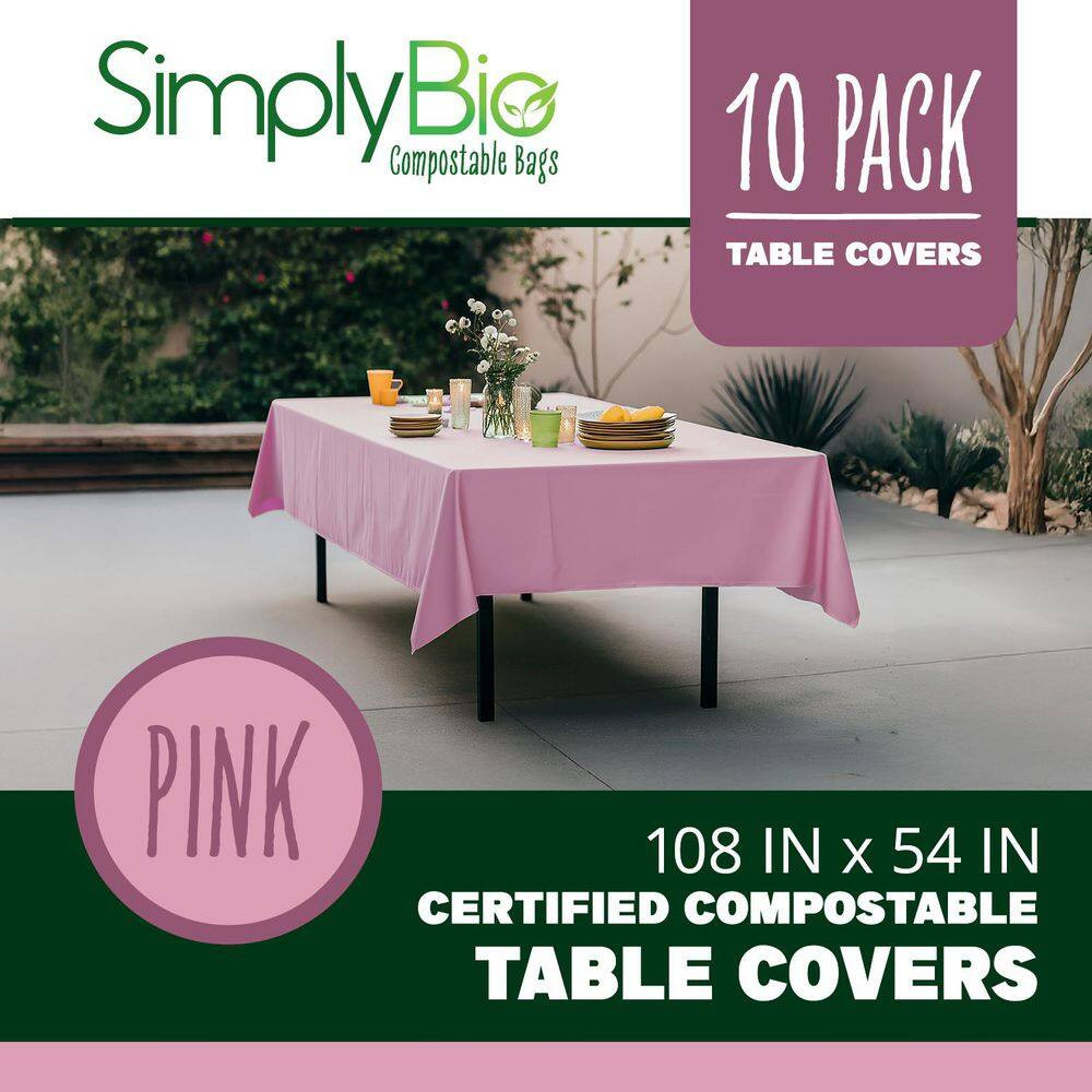 Pink Disposable PLA Disposable Table Cover for 6 Ft. Rectangle Table (10 per Pac