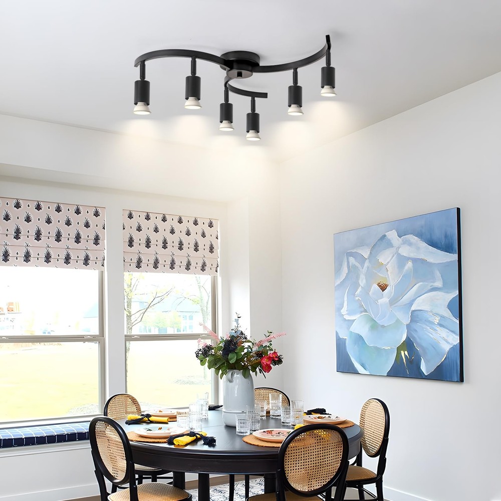 SEEBLEN 6 Light Track Lighting Fixtures Ceiling, Flexibly Rotatable Light Hea...