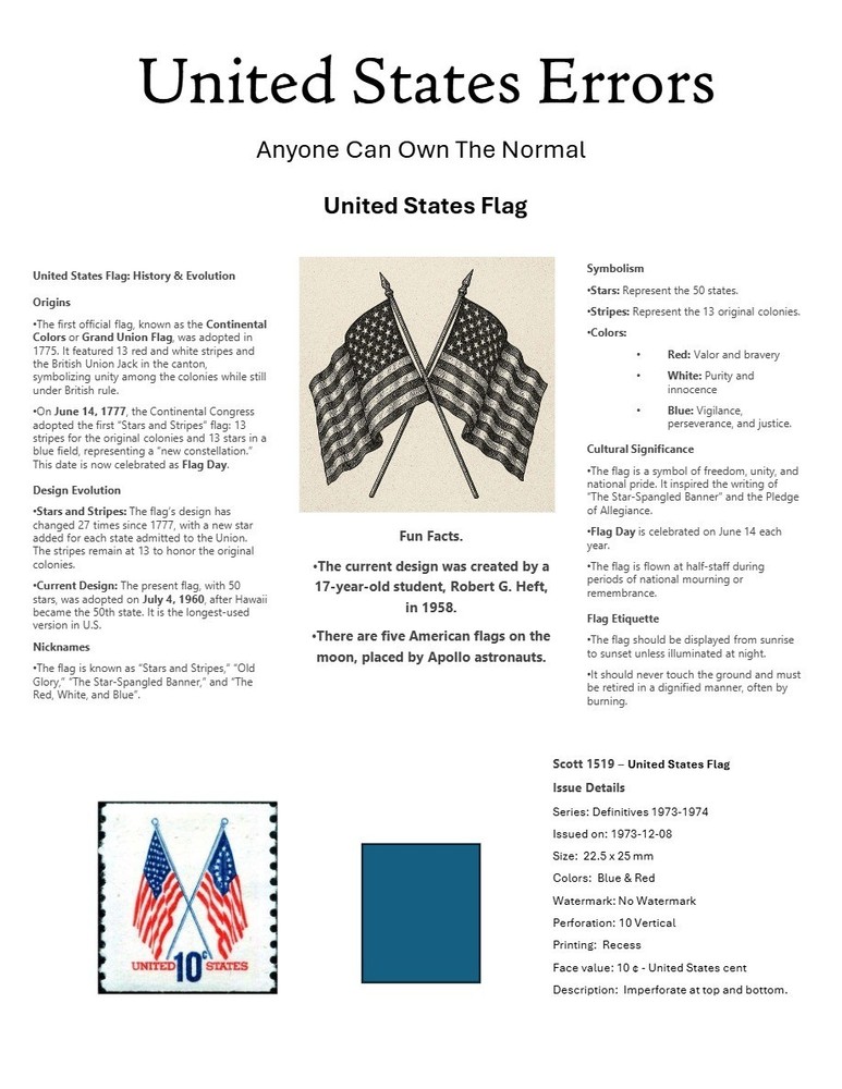 Centsational Custom Presentation Panel For Error SN 1519 - 8.5” X 11”