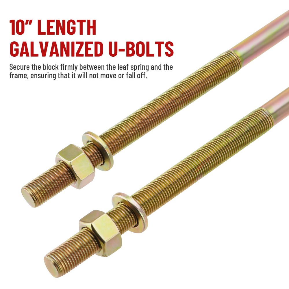Universal 4” Leaf Spring Lowering Block Kit with U-Bolt & Installation Hardware