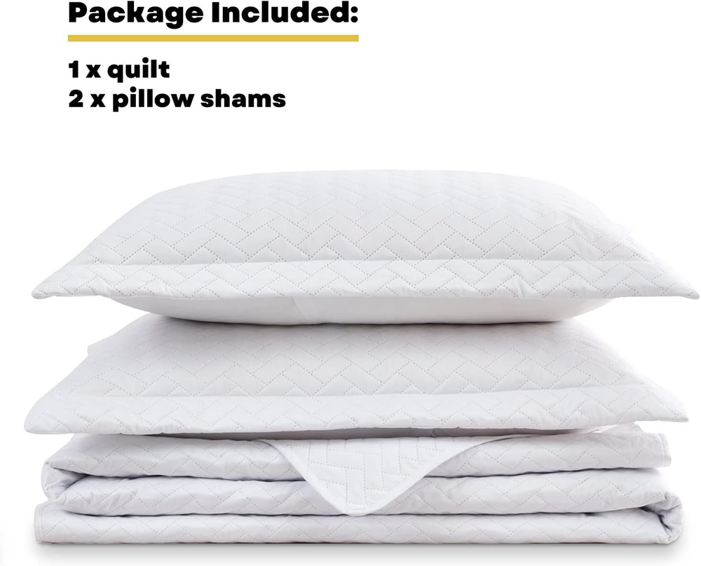 Maple&Stone Summer Quilt Set Queen Size, Lightweight White Bedspread...