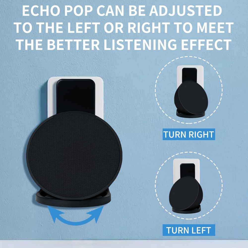Wall Mount Holder for Echo Pop Speaker Black Cable Management Space Saver