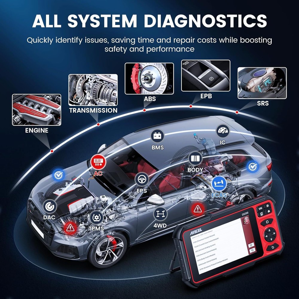 ANCEL DS300 Car All System OBD2 Scanner Bidirectional Diagnostic Tool ECU Coding
