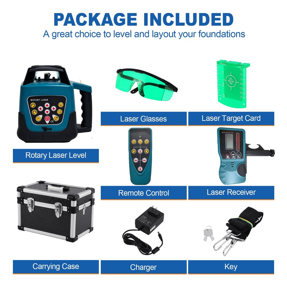 360° Rotary Rotating Laser Level Green Range Remote Automatic Self-Leveling 500M
