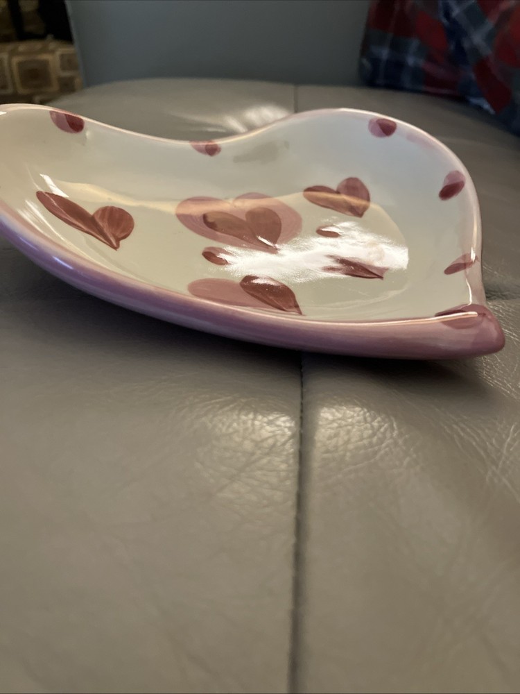 Gail Pittman Ceramic Heart Shaped Trinket Dish Signed