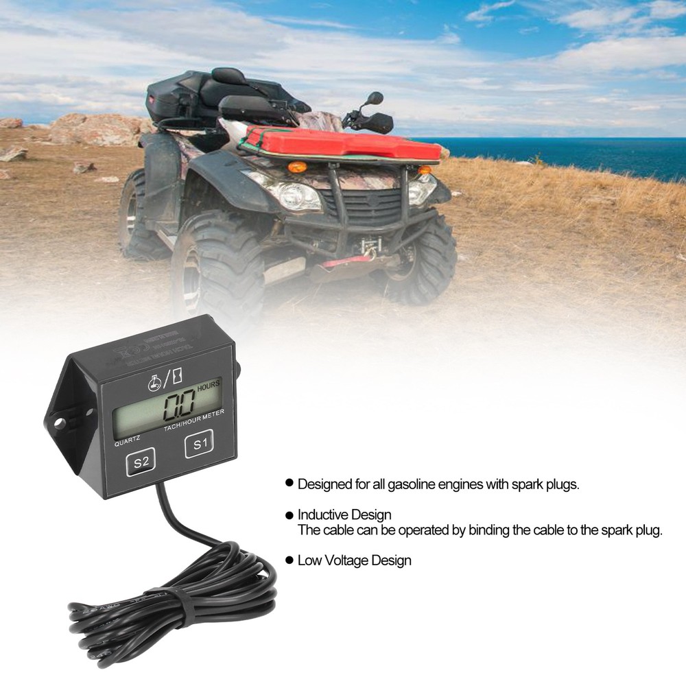 LCD Screen Motorcycle Tachometer Timer For 2/4Stroke Gasoline Engine Univer BXAL