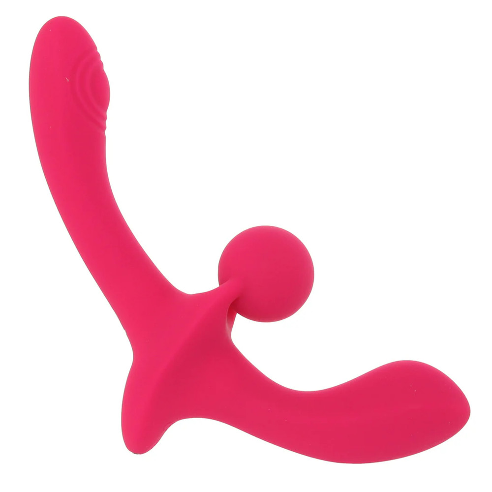 Silicone Double Tapping Stimulator Dual-Ended Vibrating Strapless Strap-On