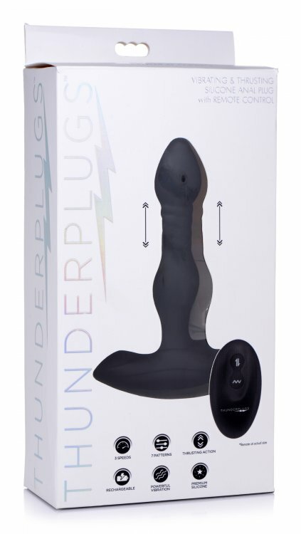 THUNDER PLUGS VIBRATING & THRUSTING RECHARGEABLE BUTT PLUG WITH REMOTE CONTROL
