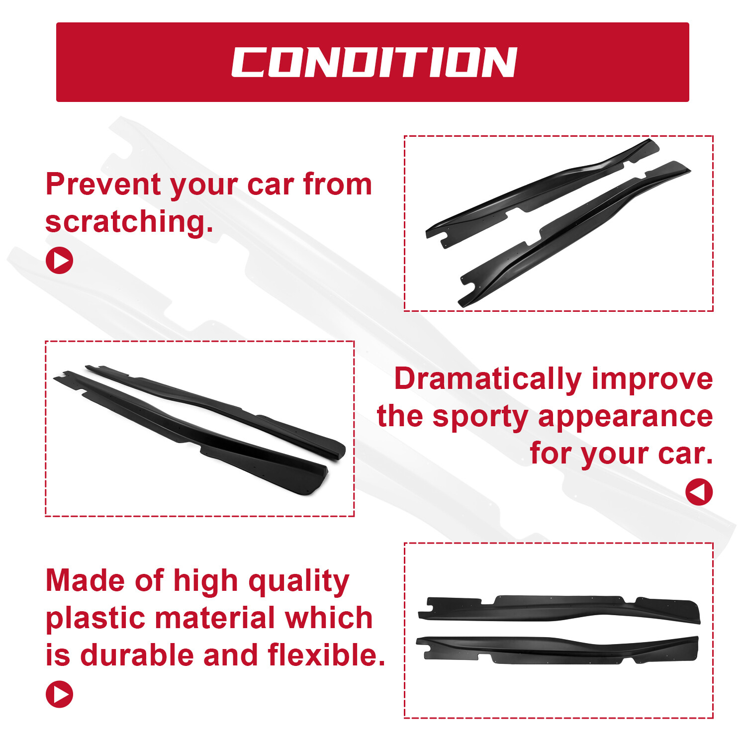 For 14-19 Chevrolet Corvette C7 stingray Side Skirt Z06 Style Rocker Panel Black