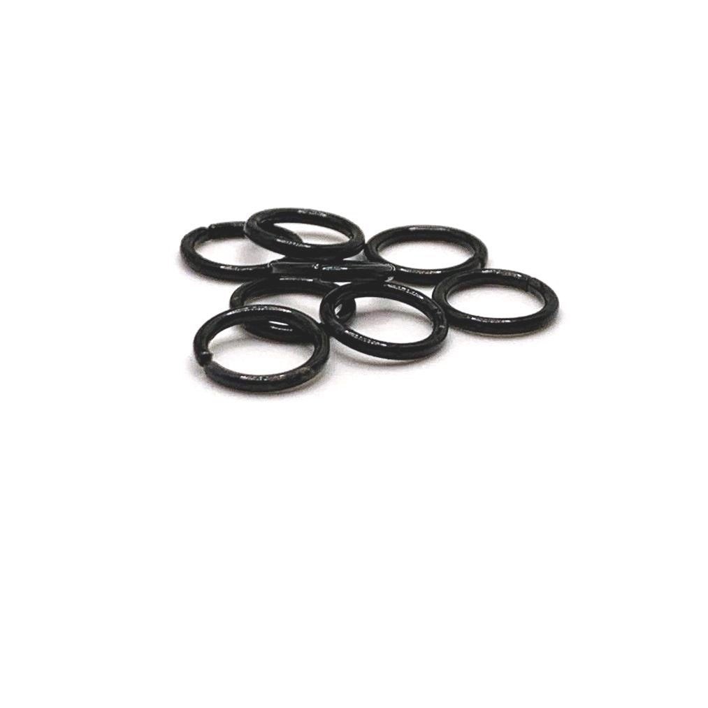 8mm, 18g, Black Enamel Coated Open Jump Rings - US Seller