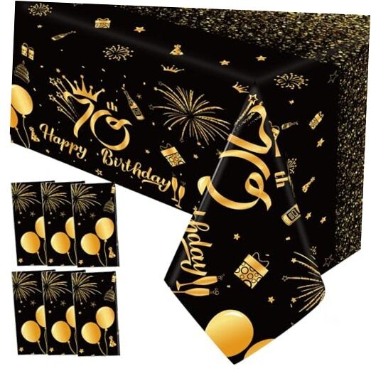 6 Pack Birthday Tablecloth, Disposable Plastic 1955 Table Cover, 70th