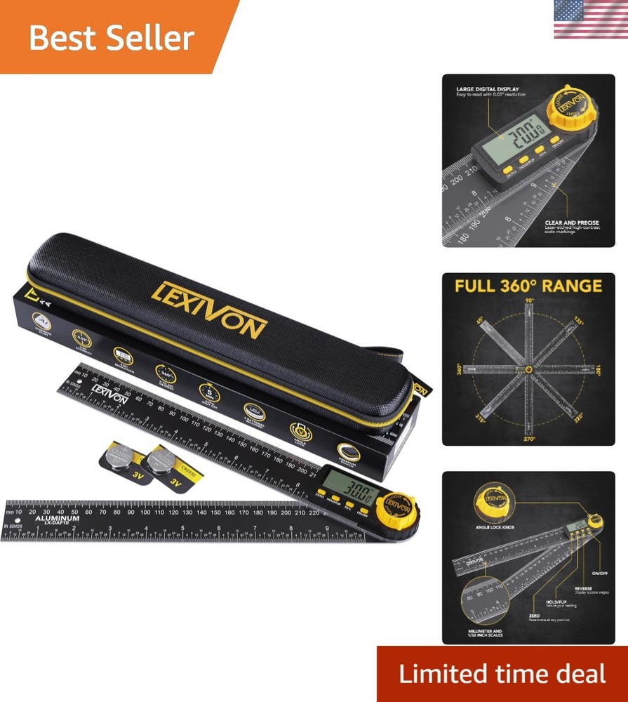 Multi-Purpose 10-Inch Protractor with Simple Interface & Rugged Zippered Case