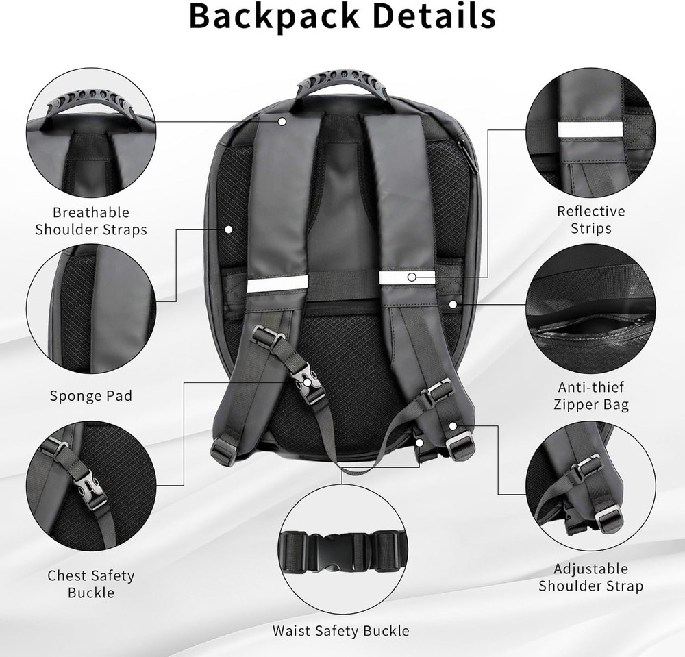 Waterproof Motorcycle LED Knight Backpack Laptop Bag DIY programming Backpack 3D