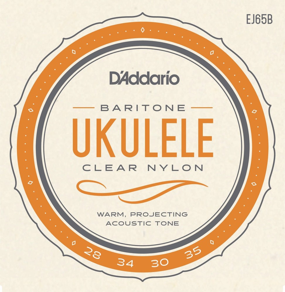 Daddario EJ65B Baritone Ukulele Strings Custom Extruded Clear Nylon / Silver
