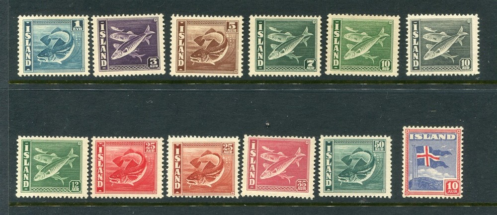 Iceland #217-228 Fish Complete Set [Mint Lightly Hinged]