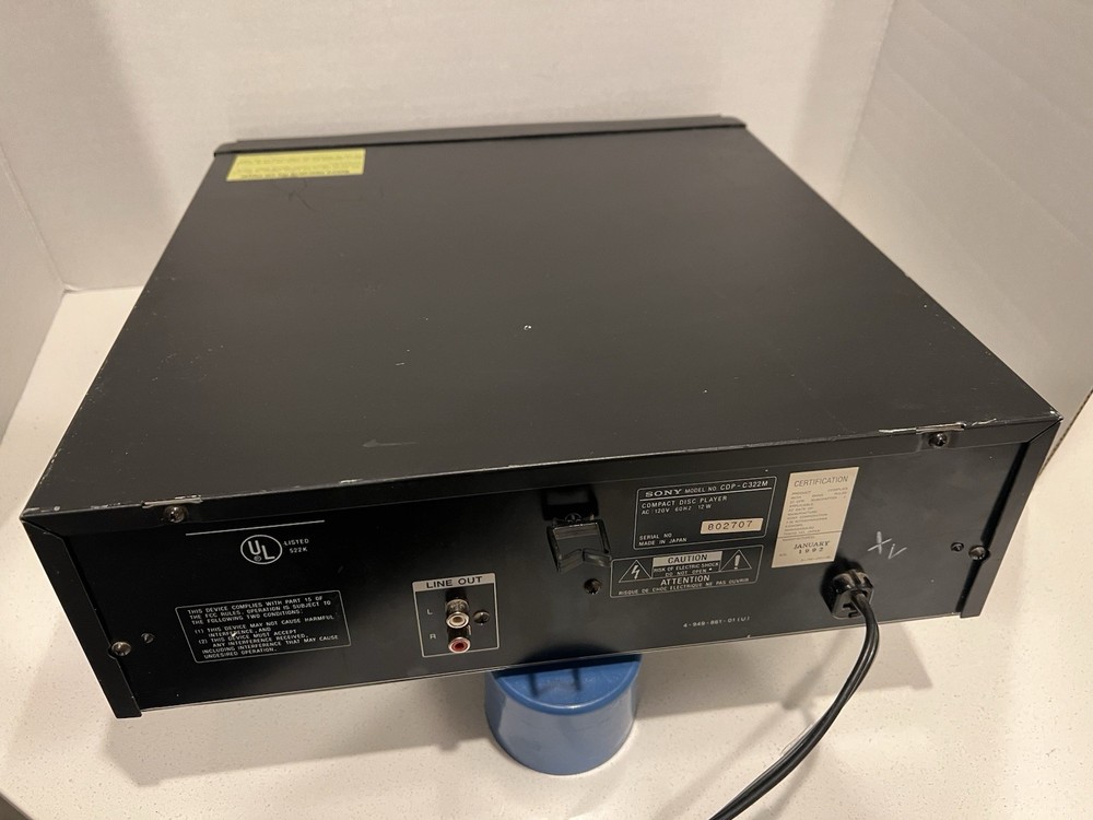 SONY CDP-C322M 5 Disc Carousel CD Player Deck High Density Linear NoRemote WORKS