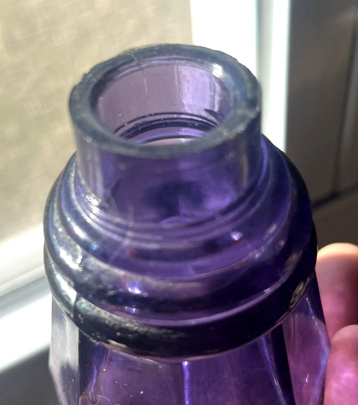 NICE AMETHYST 10 SIDED UMBRELLA MUCILAGE BOTTLE THREADED TOP 1910'S ERA DUG L@@K