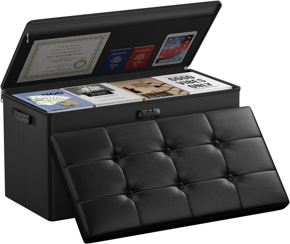Storage Bench, Fire-Resistant 30-Inch Folding Bench Stool, Multiple Colors
