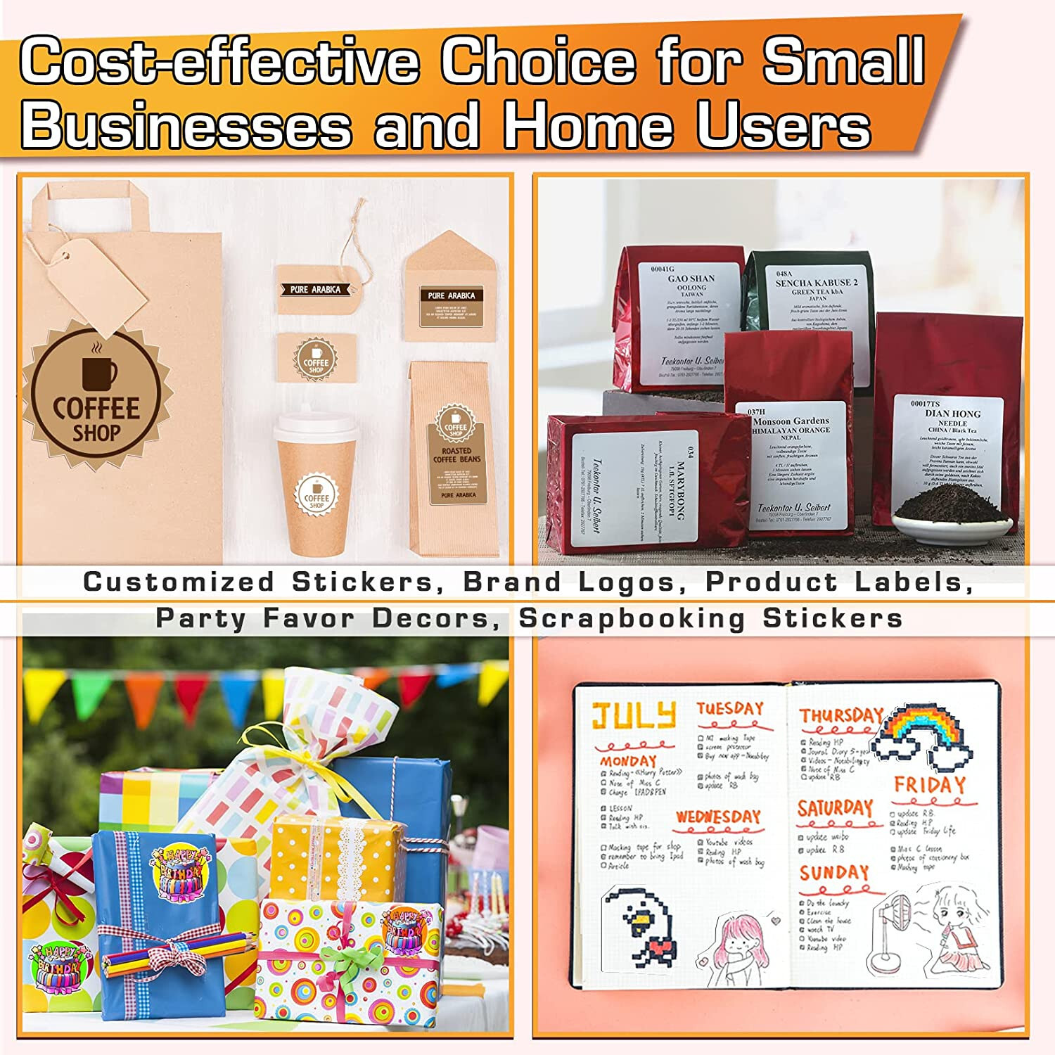 Koala Glossy Sticker Paper for Inkjet, Adhesive Photo Paper 8.5x11 100 Sheets