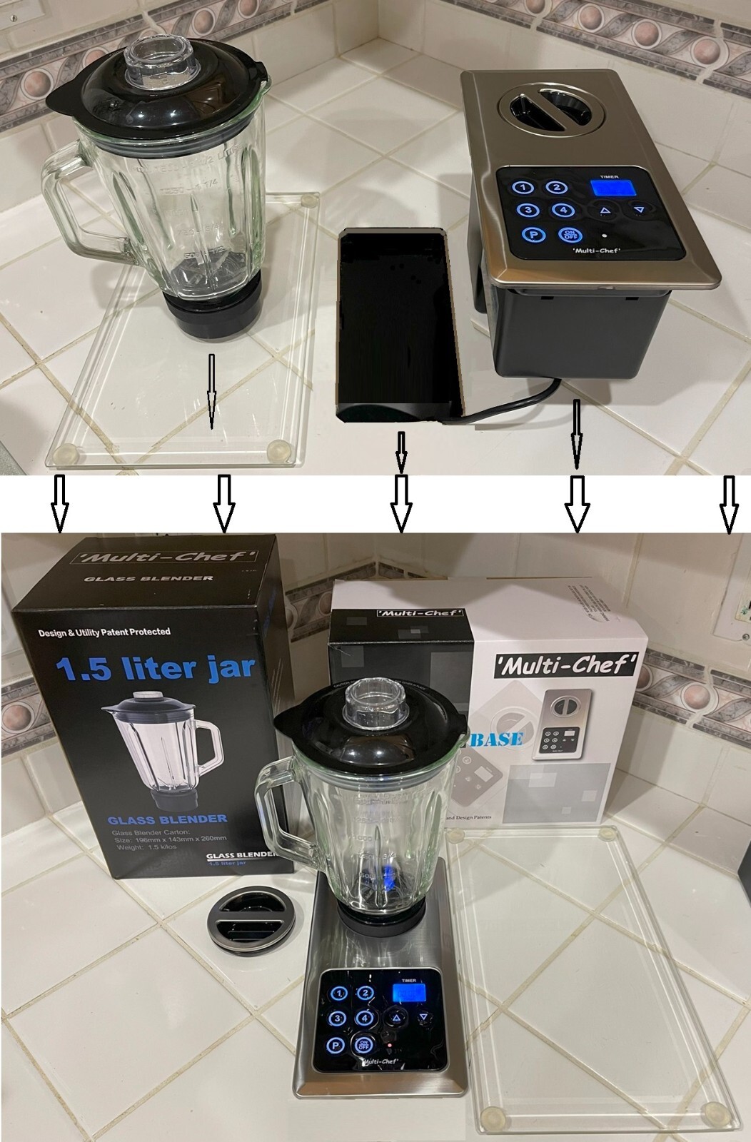 Built-in Blender: (Replaces Nutone Food Center) 1000W + Cover + 6 cup Gl Blender