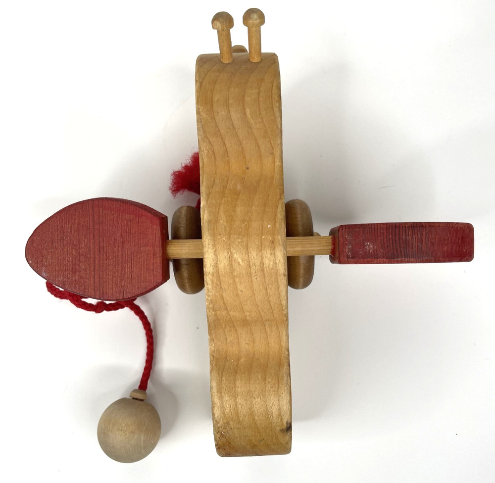Vintage Wooden Pull Toy Bee Bug Pull Along Toy