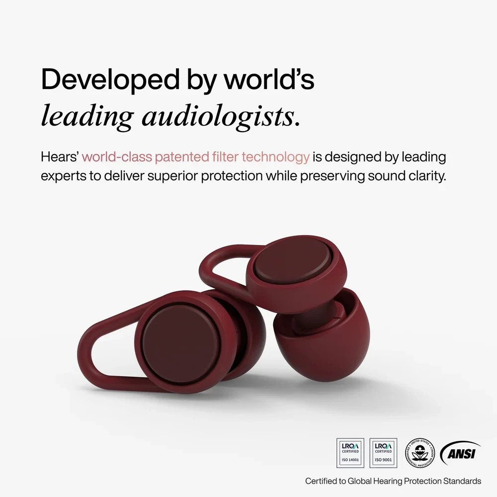 Hears Plus Burgundy Breeze Ear Plugs -25 dB sound reduction $43 Ret. NIB 4 Sizes