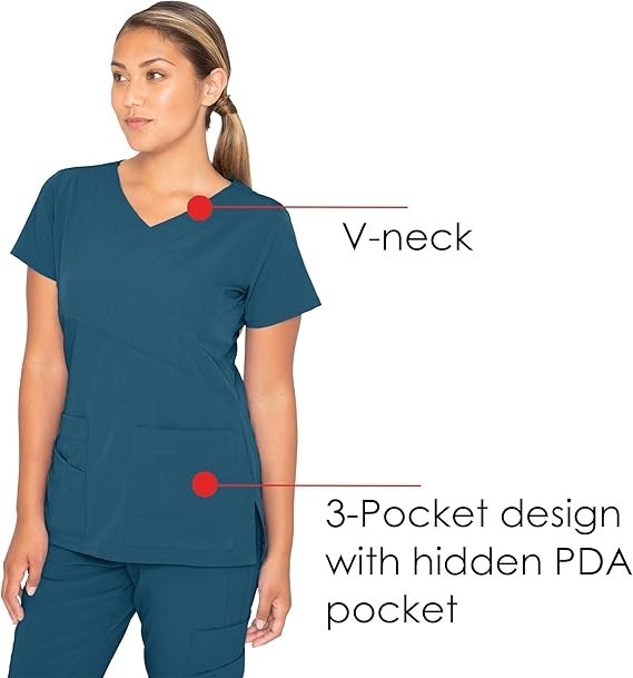 GREYS ANANTOMY SIGNATURE WOMEN MOCK WRAP SCRUB TOP IN BAHAMA IN ALL SIZES #2130