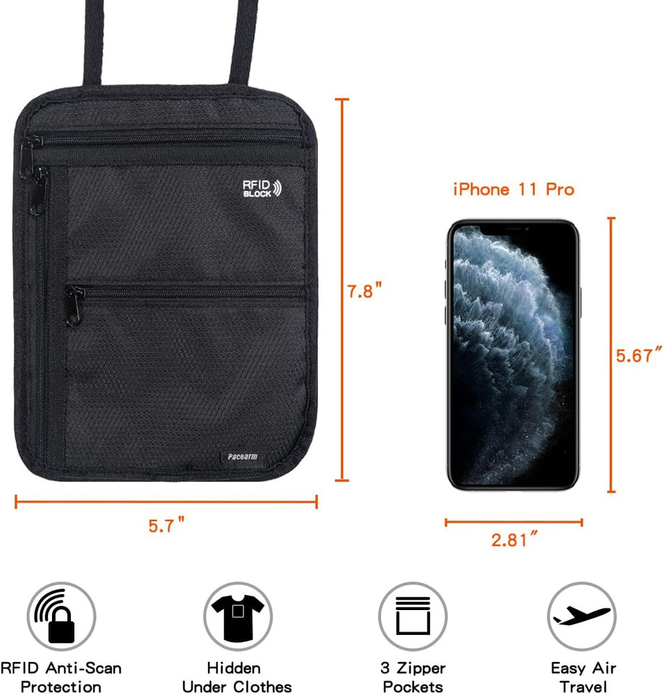 Travel Neck Wallet Neck Pouch with RFID Blocking