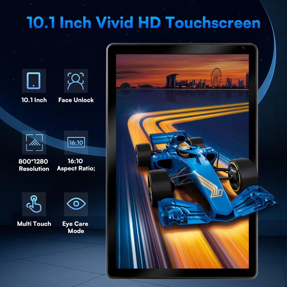 10.1'' Android 15 Tablet LCD Touchscreen Octa-Core 24GB+128GB WIFI 6 Bluetooth