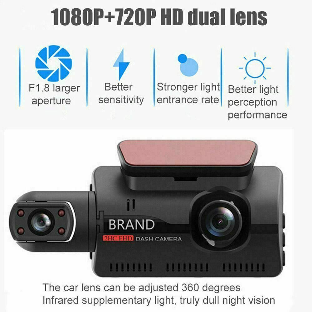 1080P Dual Lens Car DVR Dash Cam Video Recorder G-Sensor Front and Inside Camera